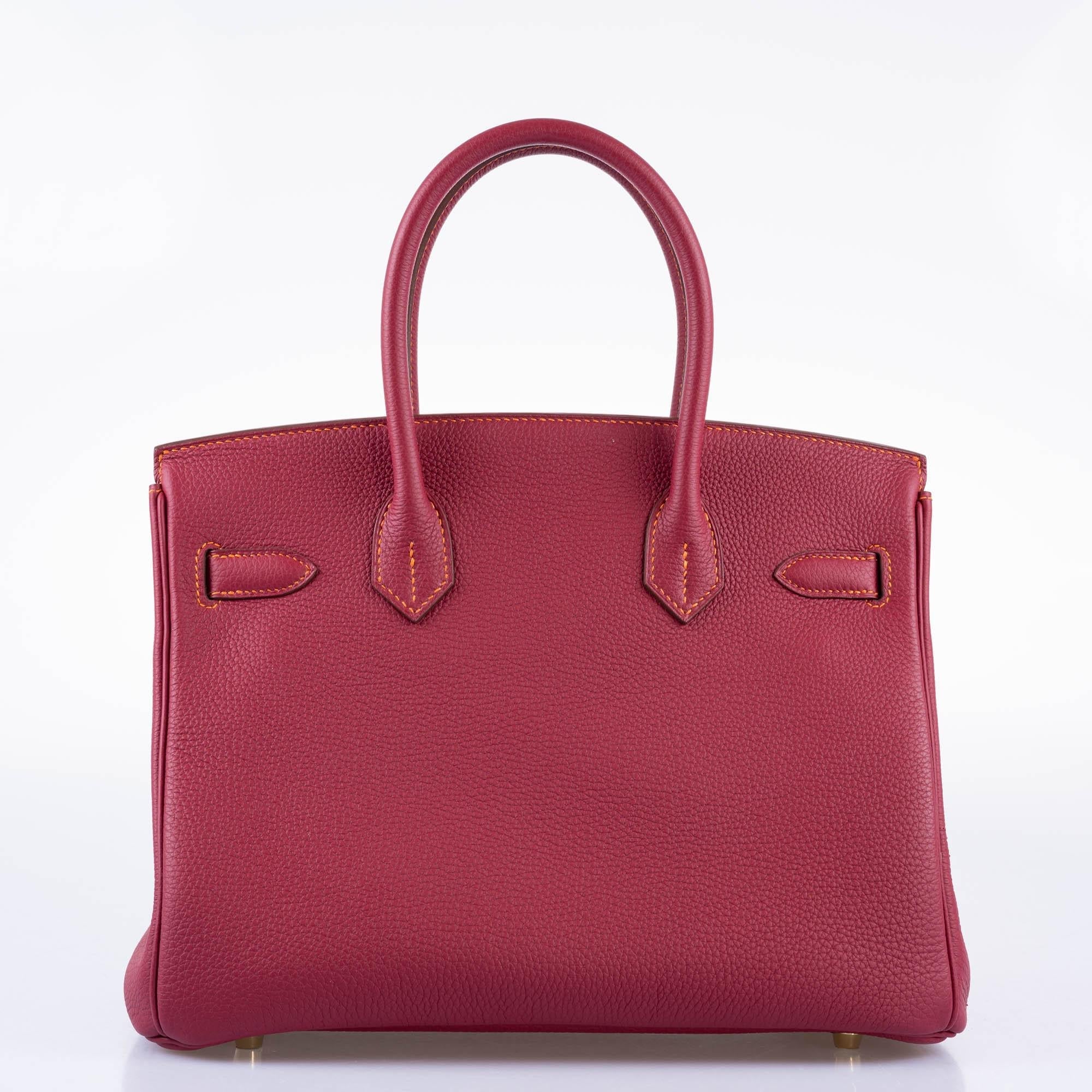 Hermès HSS Birkin 30 Rubis Togo & Orange H with Gold Hardware - 2015, T