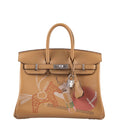 Hermès In and Out Birkin 25 Biscuit Printed Swift Palladium Hardware