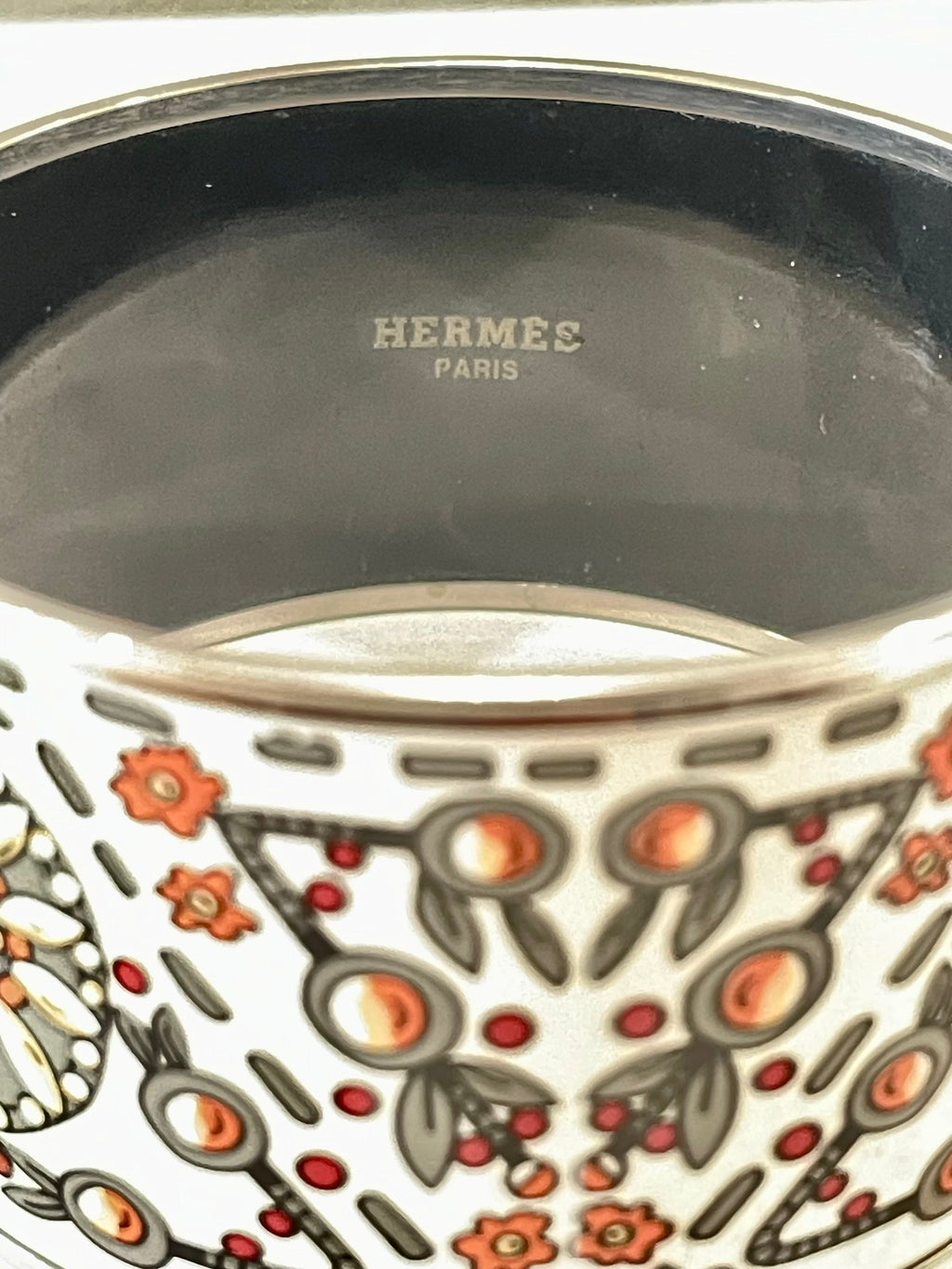 HERMÈS PALLADIUM PLATED ENAMEL WIDE MARWARI BRACELET