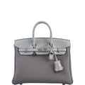 Hermès Touch Birkin 25 Gris Meyer Togo and Gris Cement Matte Alligator Palladium Hardware