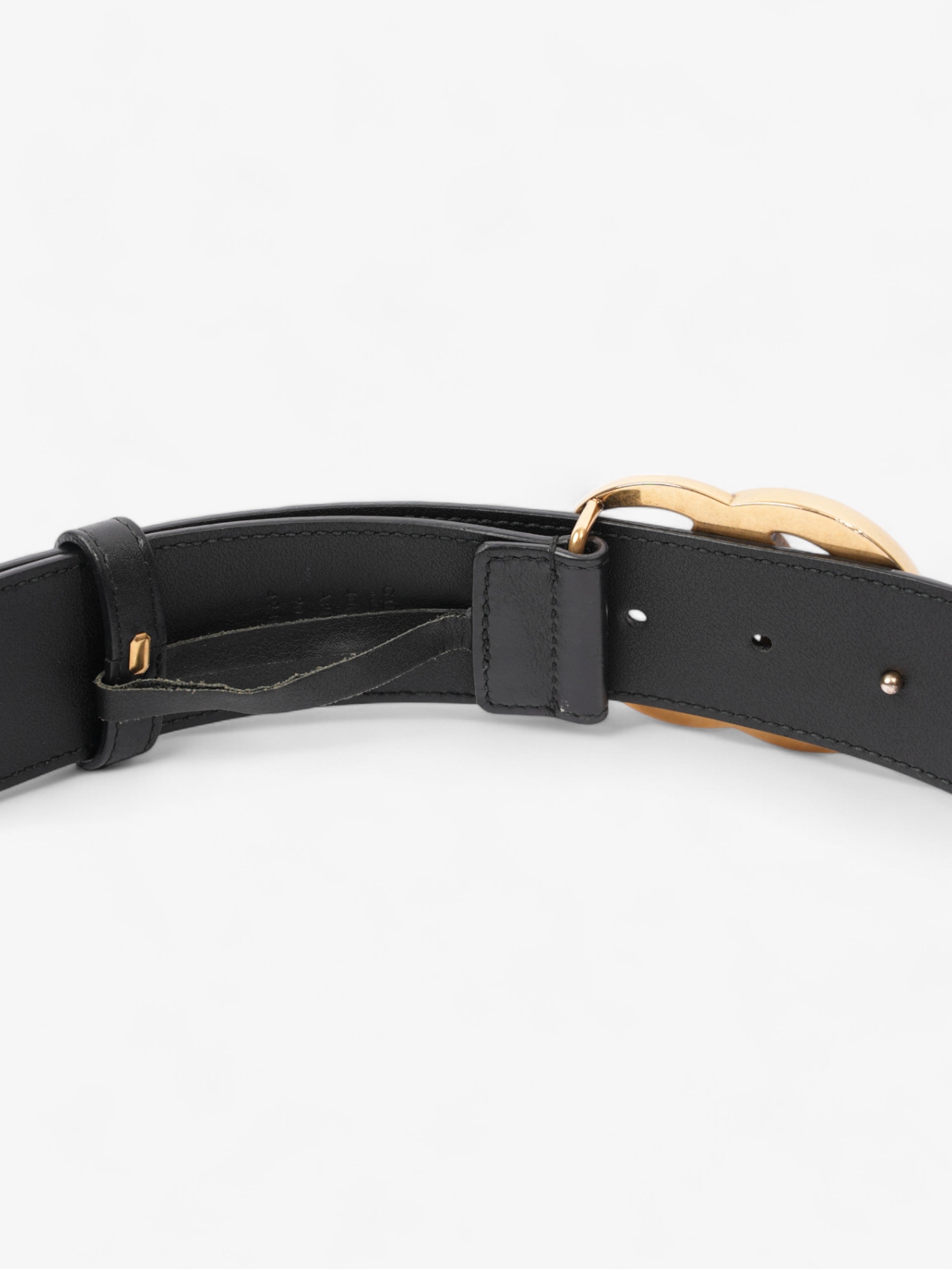Gucci GG Marmont 2015 Re-Edition Wide Belt Black / Gold Leather 90cm / 36"