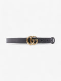 Gucci GG Marmont Thin Belt Black Leather 70cm 28"