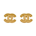 Chanel Gold Tone CC Logo Stud Earrings