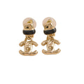 Chanel CC Turn Lock Pendant Drop Earrings