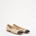 Chanel Beige/Black CC Chain Embellished Heel Ballet Flats Size 39