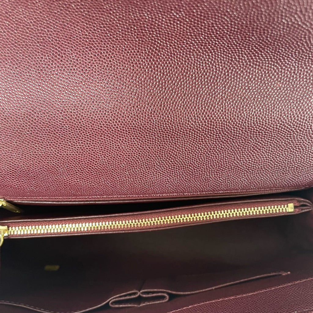 Chanel Burgundy Quilted Coco Lizard Handle Flap Caviar 2017