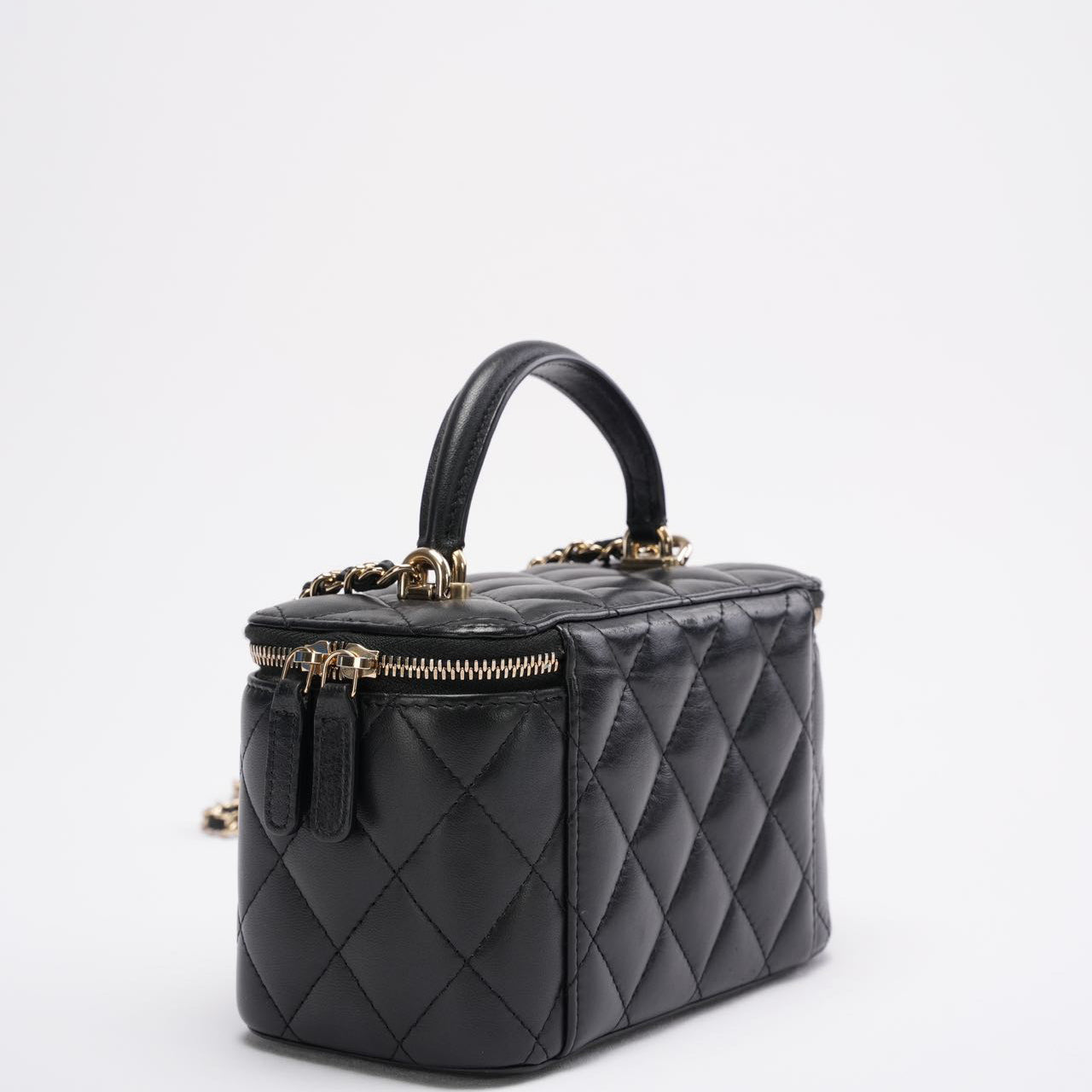 Chanel Black Small Lambskin Top Handle Vanity Case