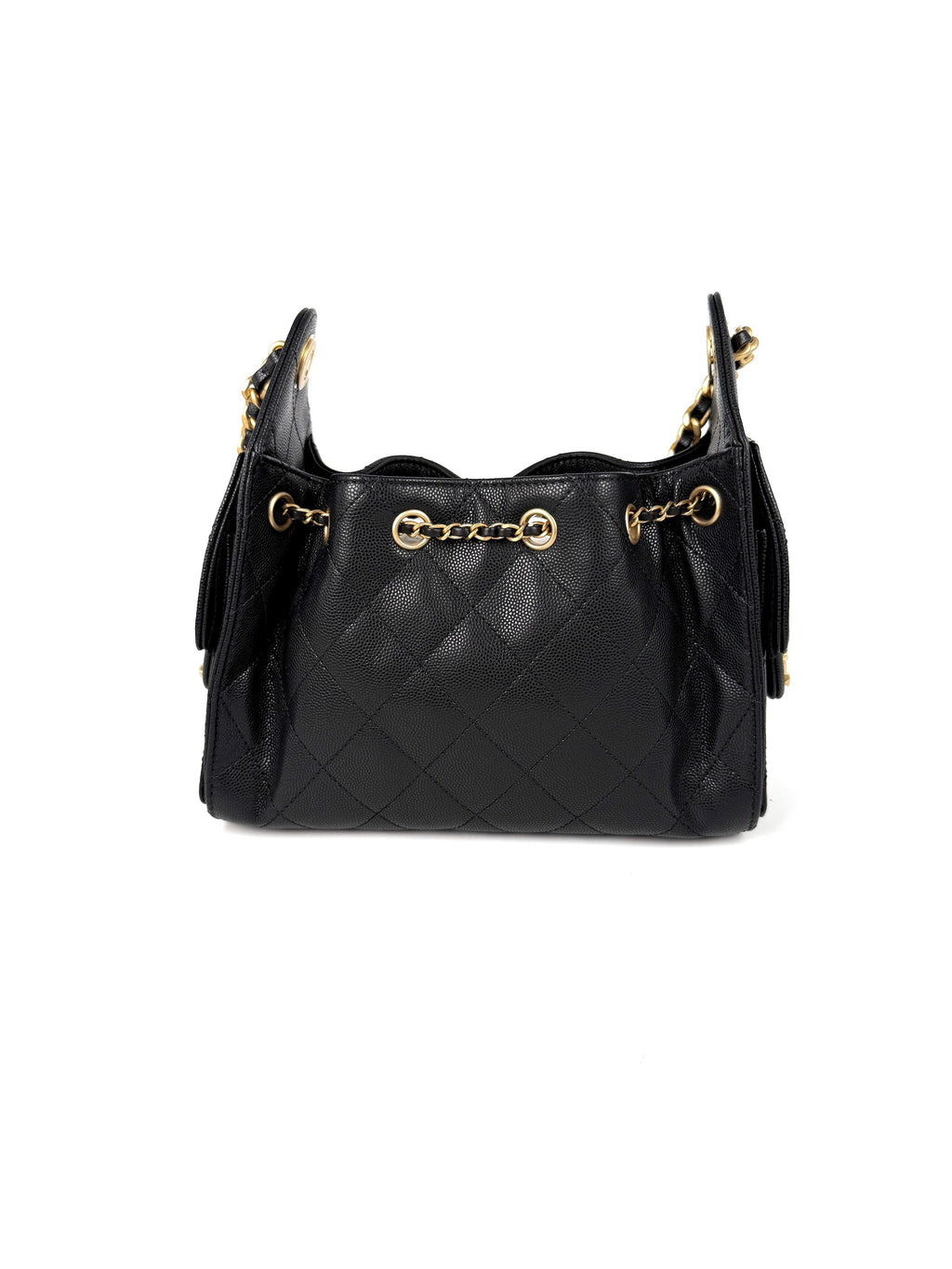 CHANEL 25 Mini Black Quilted Caviar Leather Shoulder Bag