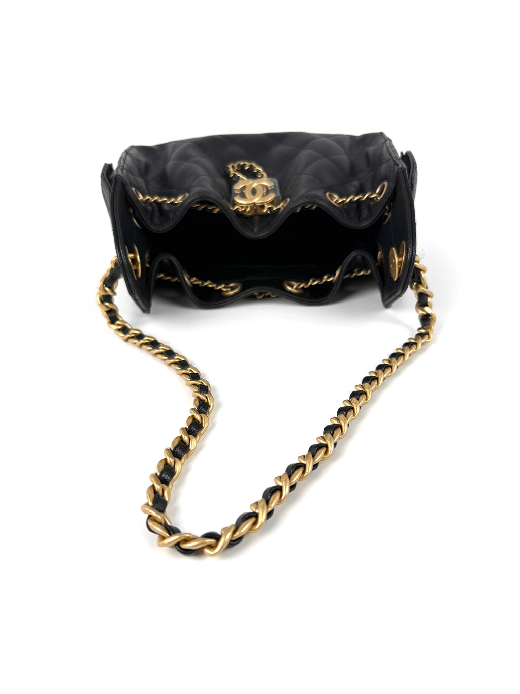 CHANEL 25 Mini Black Quilted Caviar Leather Shoulder Bag