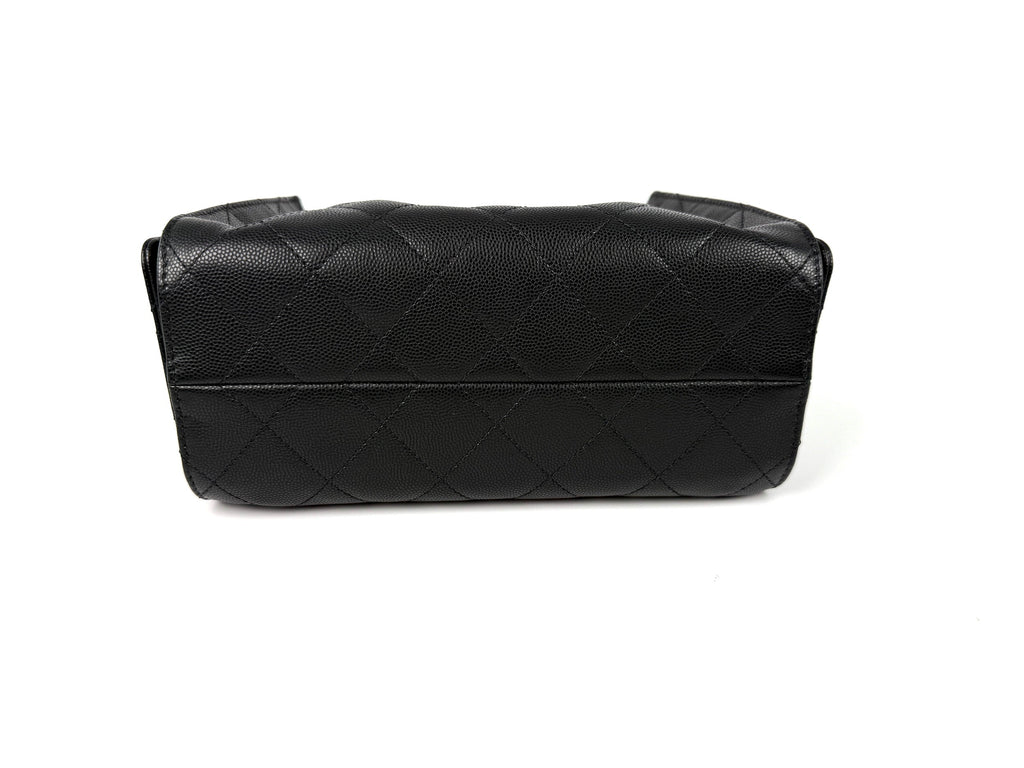 New CHANEL 25 Mini Black Quilted Caviar Leather Shoulder Bag