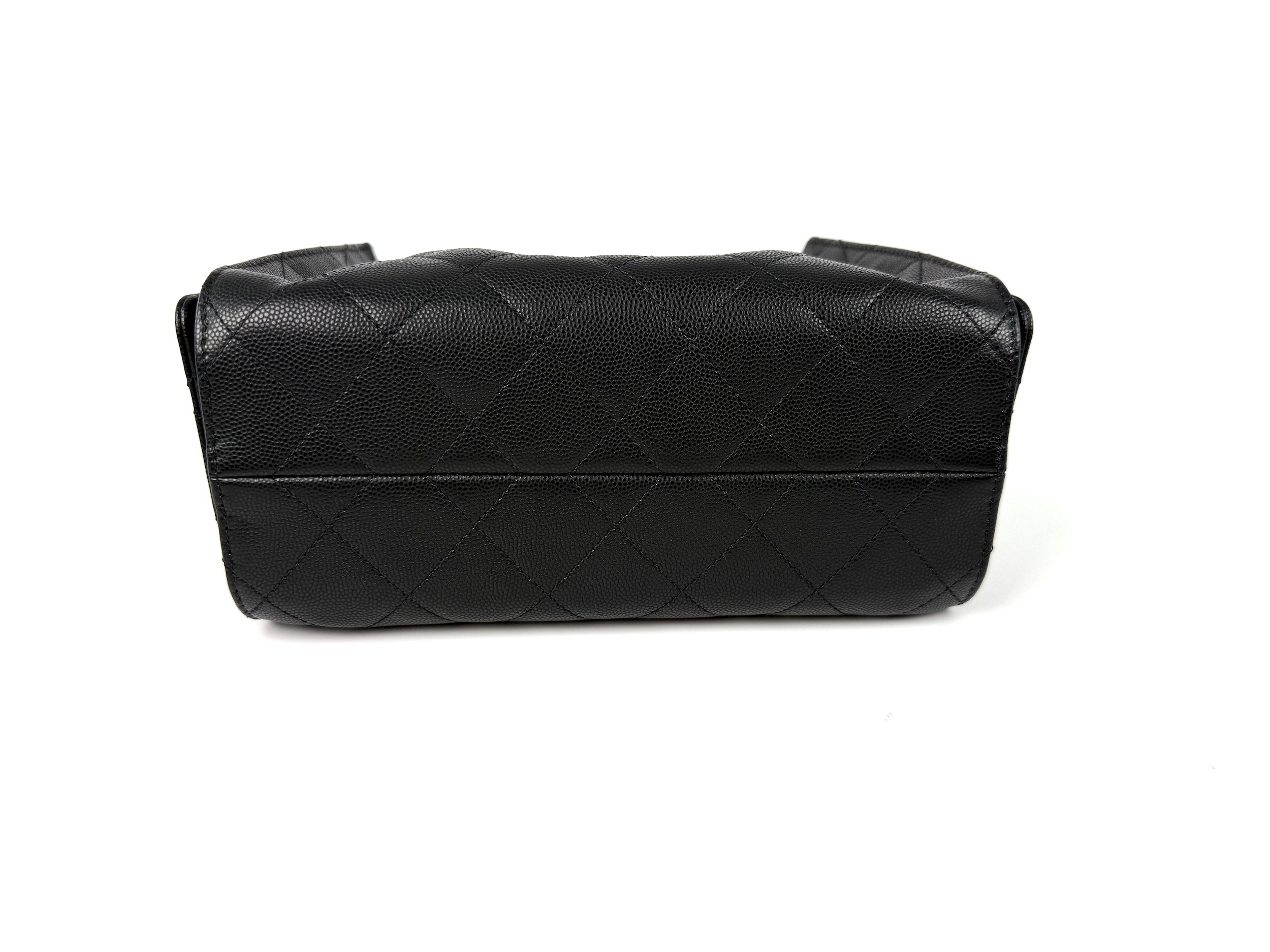 New CHANEL 25 Mini Black Quilted Caviar Leather Shoulder Bag