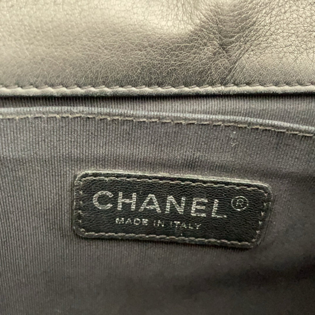 Chanel Boy Medium Black Flap Bag Quilted Lambskin 2014