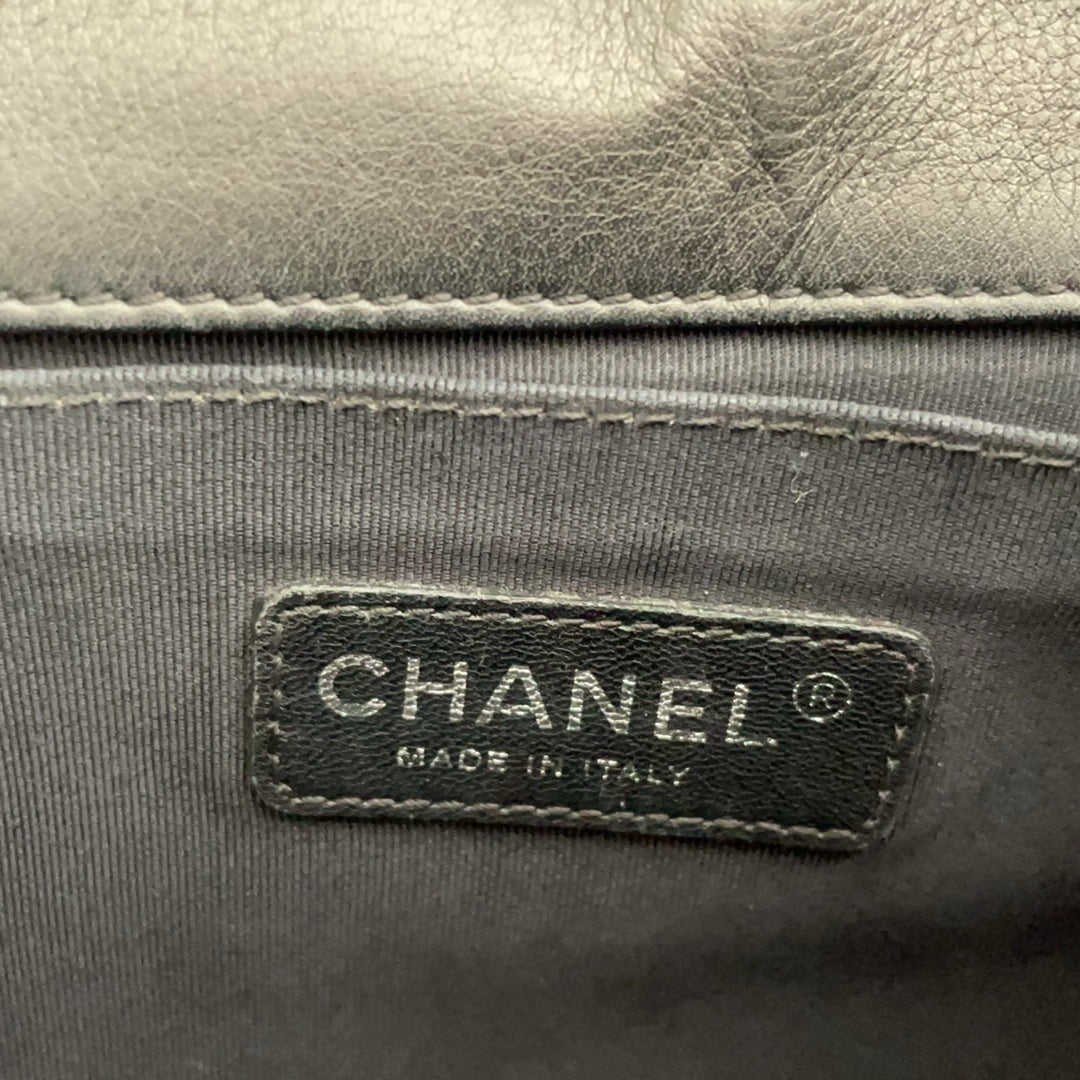 Chanel Boy Medium Black Flap Bag Quilted Lambskin 2014