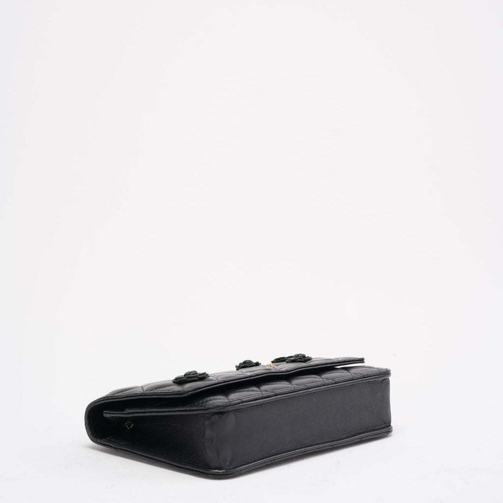 Chanel Wallet on Chain Black with Camélia Charms 2019