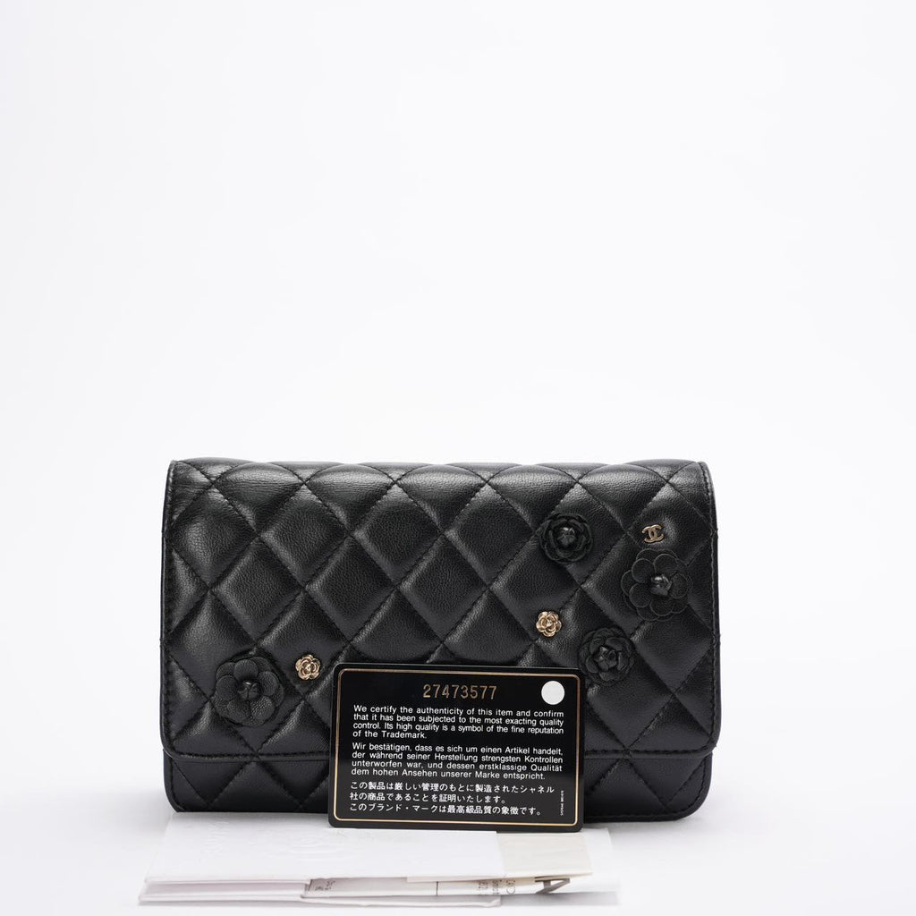 Chanel Wallet On Chain(woc) Black Camelia