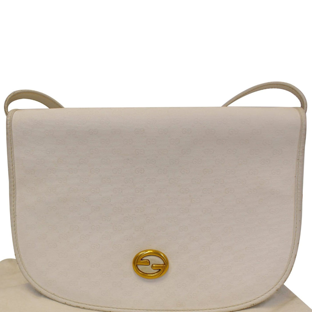 GUCCI Supreme White Flap Crossbody Bag Vintage