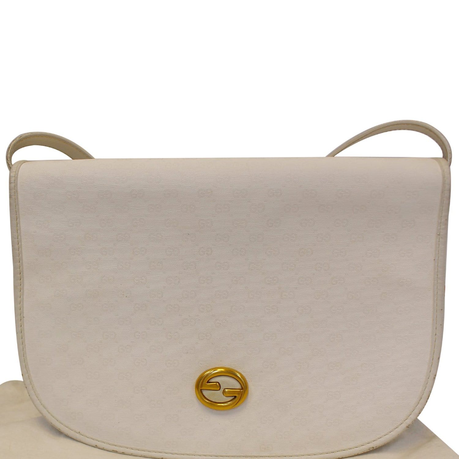 GUCCI Supreme White Flap Crossbody Bag Vintage