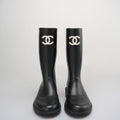 Chanel Classic Rain Boots in Black and White With CC Logo Size 39q