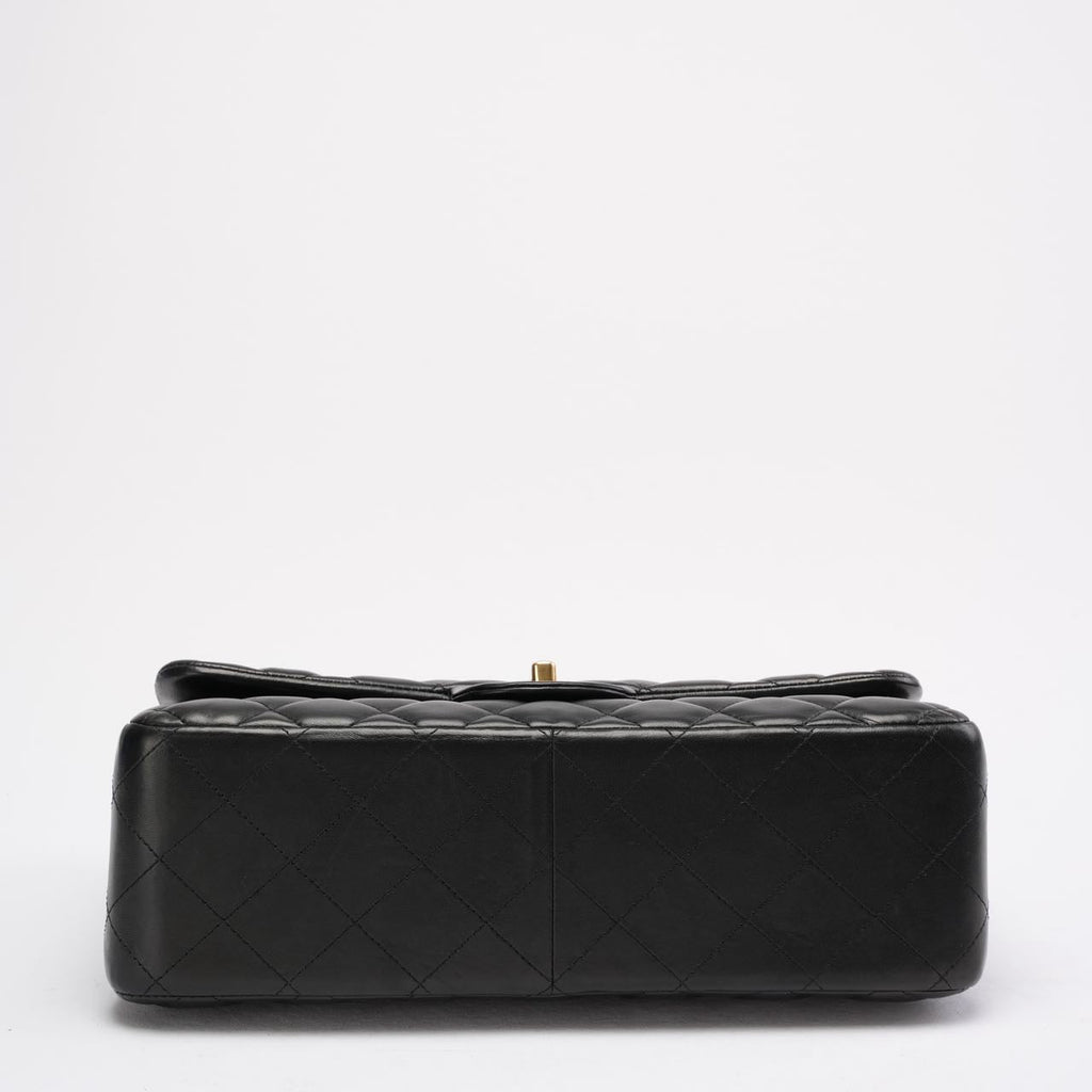 Chanel Black Classic Jumbo Double Flap Bag Lambskin 2011