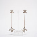 Chanel Gold CC Crystal Chain Drop Chain Dangle Earrings