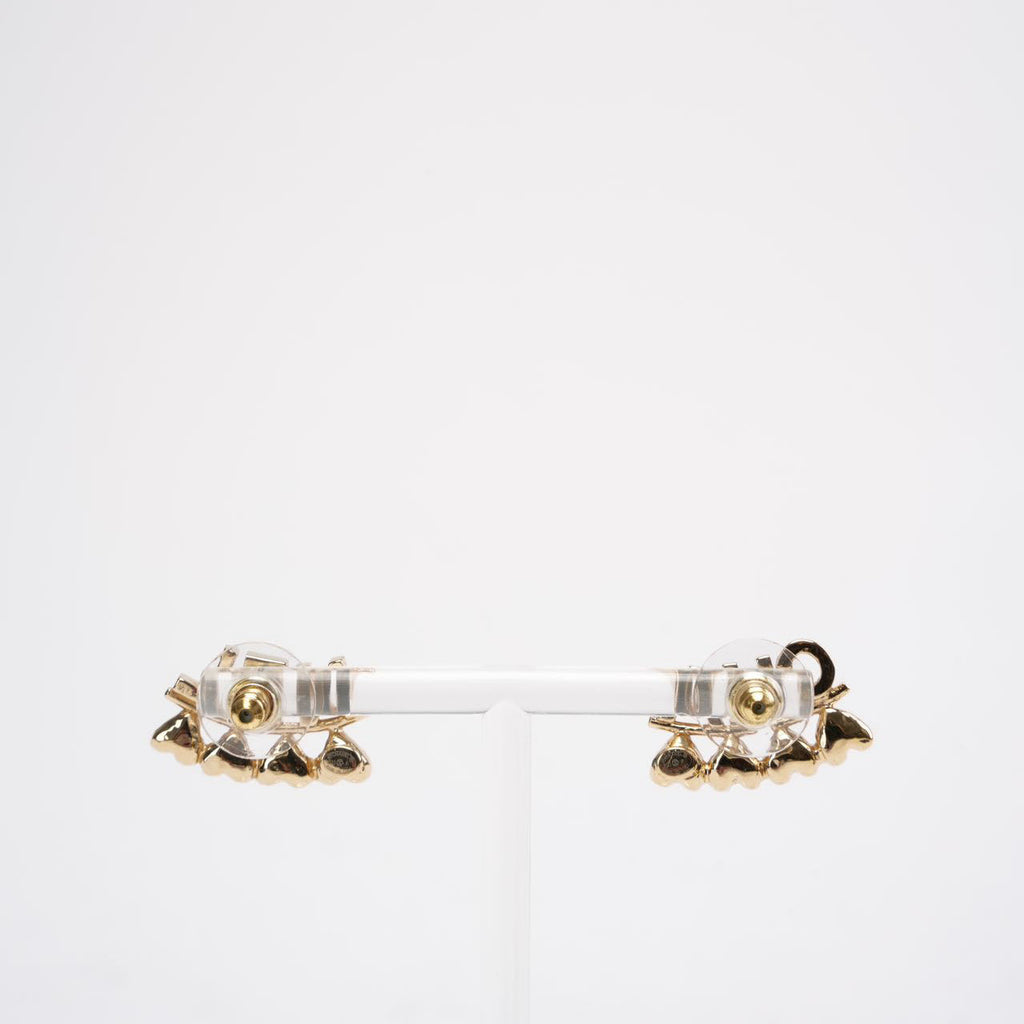 Chanel Metal / Rhinestone Stud Earrings with Gold Buckle