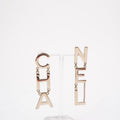 Chanel Gold Metal 'CHA' 'NEL' Logo Letter Drop Earrings