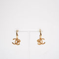 Chanel Gold Tone Metal CC Mark Lion Hoop Earring