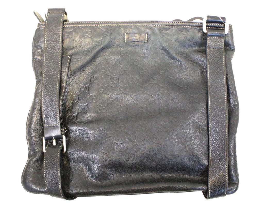 GUCCI Black Guccisima Leather Shima Crossbody Shoulder Bag 201446