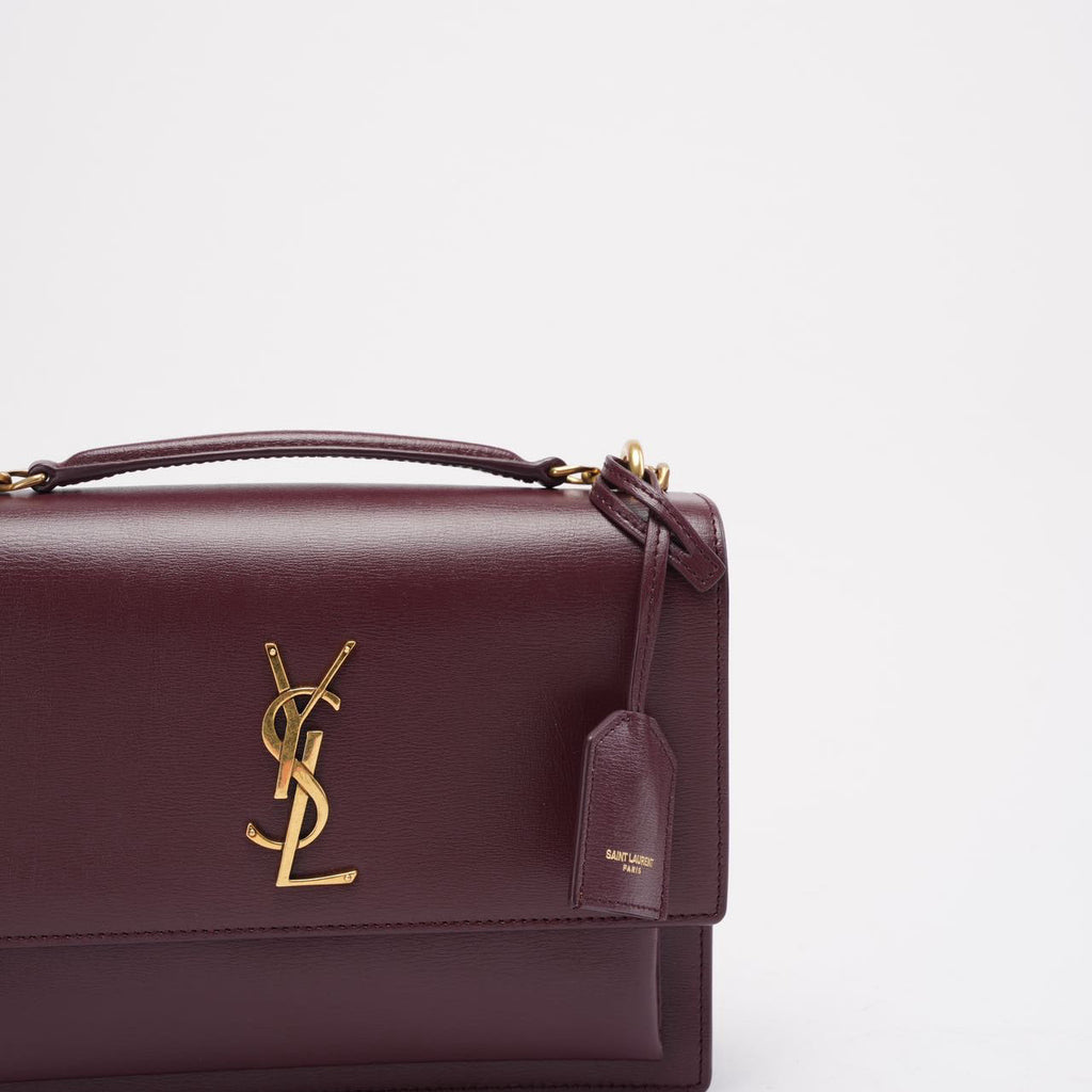 Saint Laurent Burgundy Calfskin Medium Monogram Sunset 2018