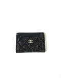 CHANEL Black Swarovski Crystal Leather  Case Wallet