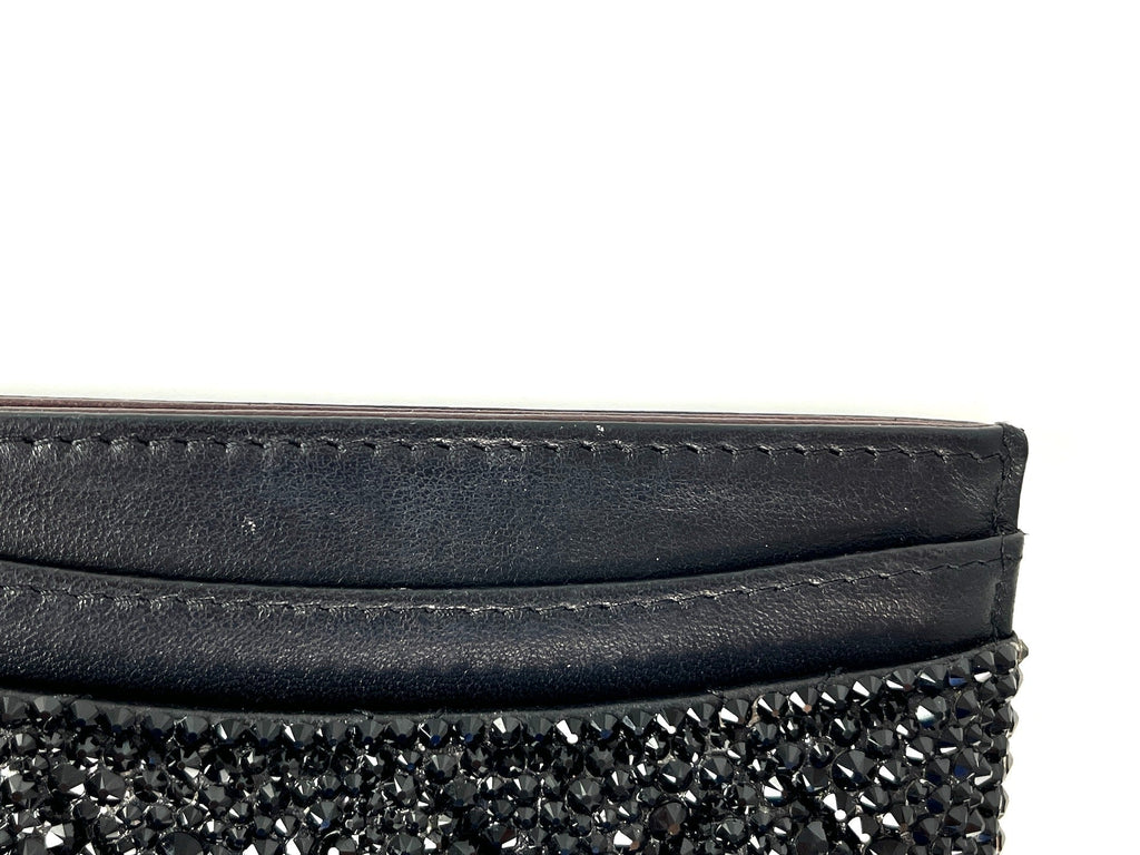 CHANEL Black Swarovski Crystal Leather  Case Wallet