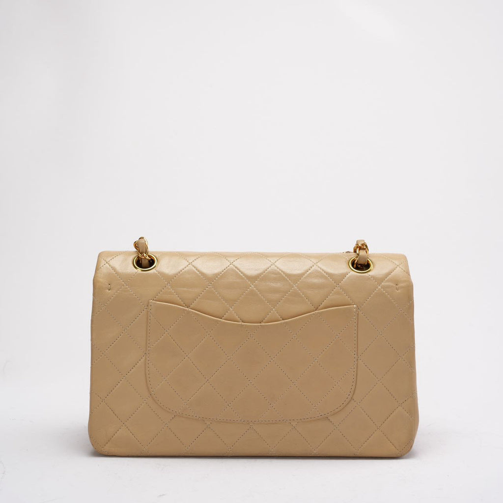 Chanel Vintage Beige Lambskin Medium Double Flap 1997