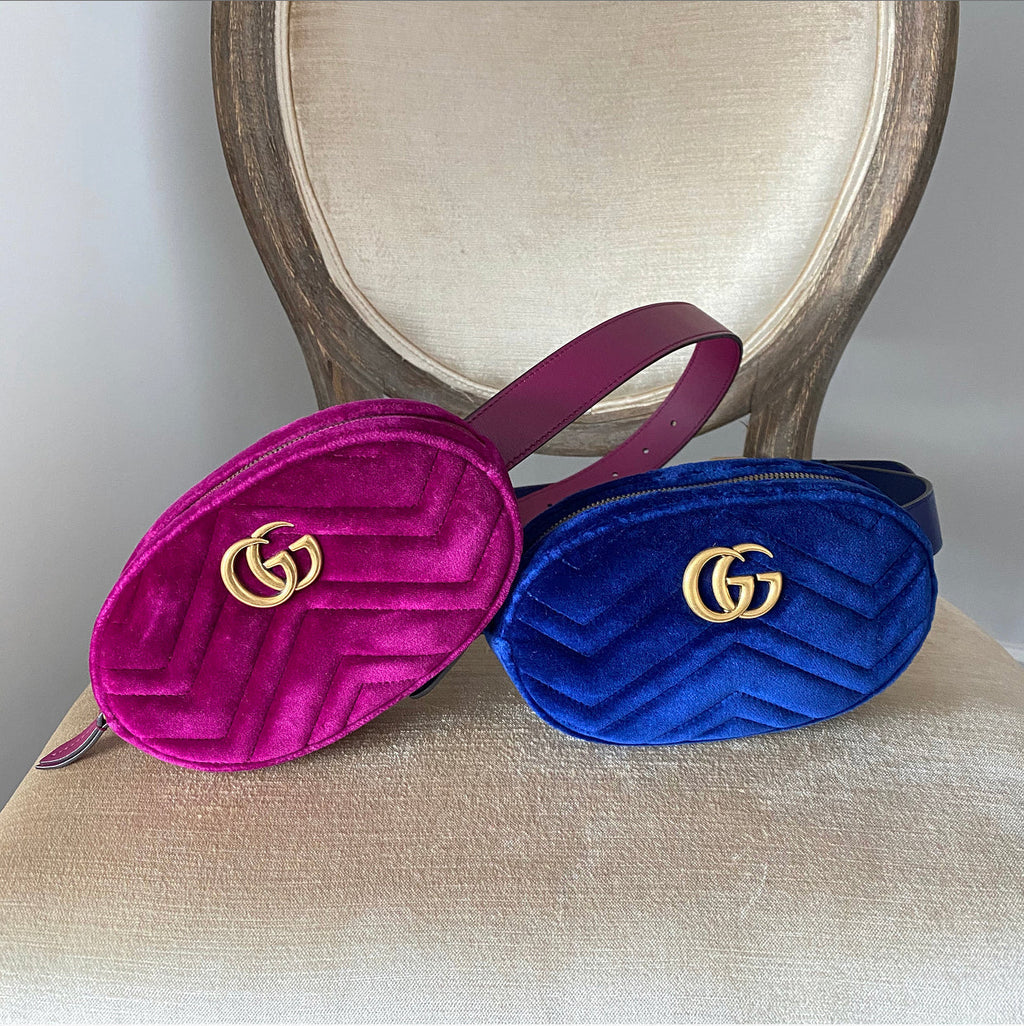 Gucci Velvet Marmont Belt Bag Magenta Purple - 85 / 34