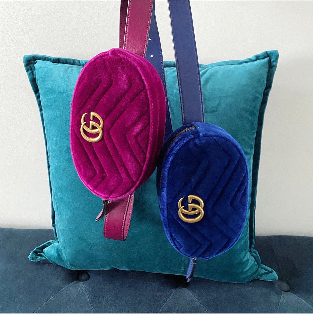 Gucci Velvet Marmont Belt Bag Magenta Purple - 85 / 34