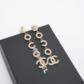 Chanel Coco Drop Earrings Pearl Crystal CC in Gold