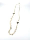 CHANEL Faux Pearl Graduated Long CC 2014 Strass Station Necklace