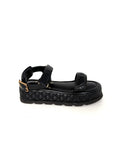 CHANEL Black Platform CC Logo Quilted Leather 2022 Sandals 37.5 7