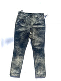 CHANEL Black Beige Leather Straight Leg Pants 36 4
