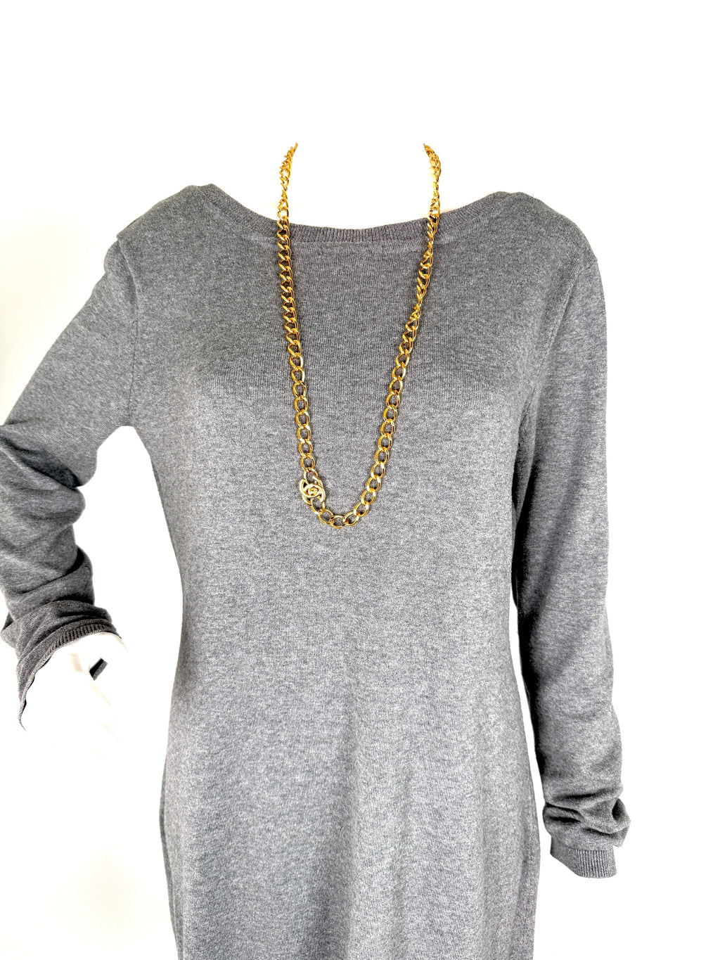 Vintage CHANEL Turn lock Gold Chain Link CC Waist Belt Necklace