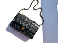 Vintage CHANEL Medium Black Leather 1990’s Double Flap Bag