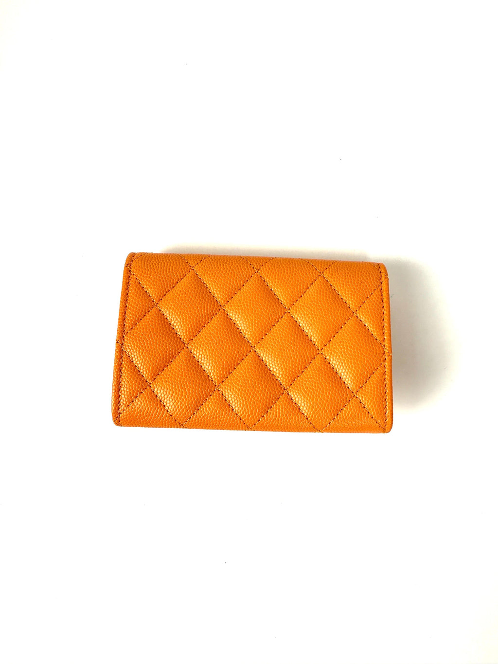 CHANEL 19 Flap Caviar Leather Orange Pink 2024 Compact  Holder Case