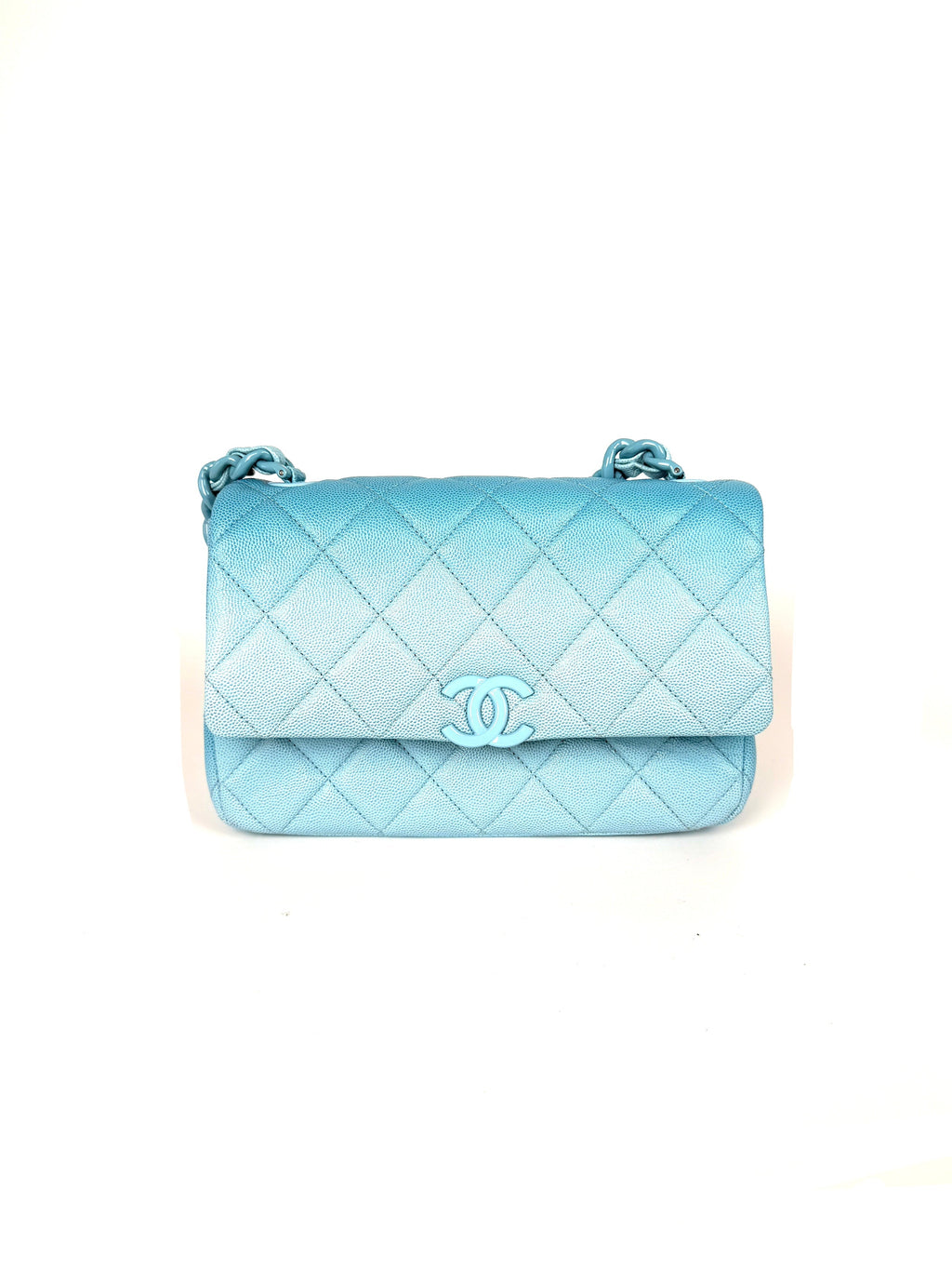 CHANEL My Everything Incognito Medium Blue Ombre Shaded Quilted Shiny Caviar Flap Crossbody Bag