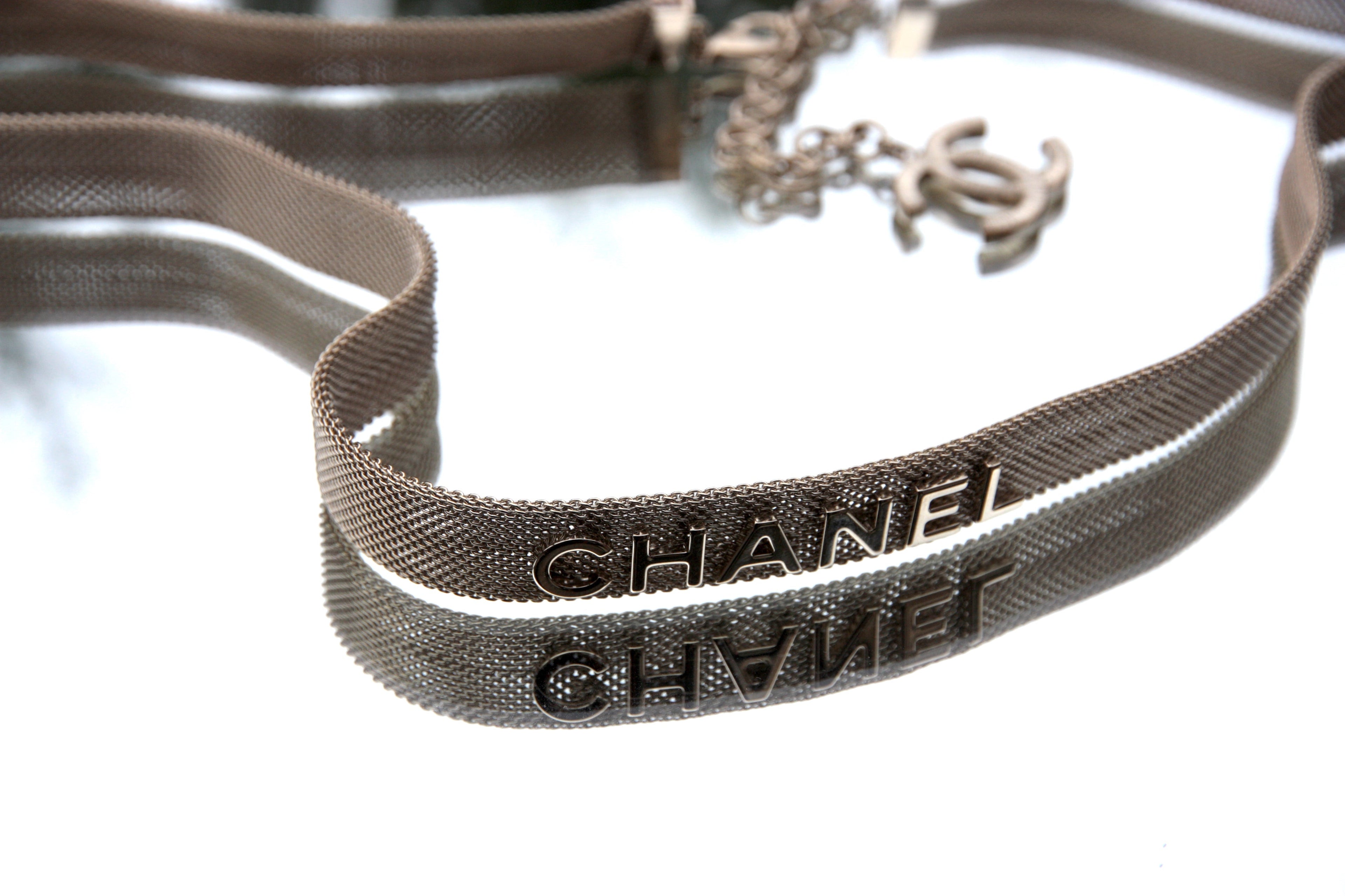 Chanel 2017 Fancy Light Gold Chain Logo Hip Belt 80