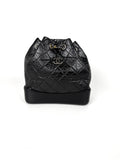 CHANEL Gabrielle Small Quilted Aged Calfskin Leather Black Backpack Bag