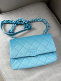 CHANEL My Everything Incognito Medium Blue Ombre Shaded Quilted Shiny Caviar Flap Crossbody Bag