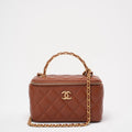 Chanel Caramel Long Vanity Case with Chain Top Handle