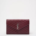 Saint Laurent Medium Wallet on Chain Burgundy Monogram