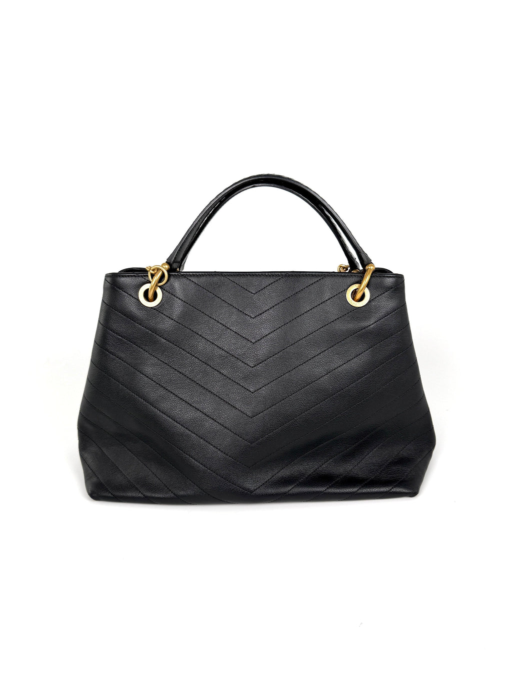 CHANEL Large Chevron Stitched Chic Shopping Black Calfskin Leather Snakeskin Tote Bag