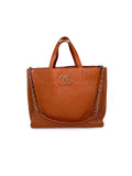 CHANEL Covered CC Quilted Caviar Brown Shopping Tote Bag