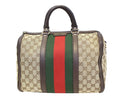 GUCCI Web Original GG Monogram Canvas Boston Beige Bag
